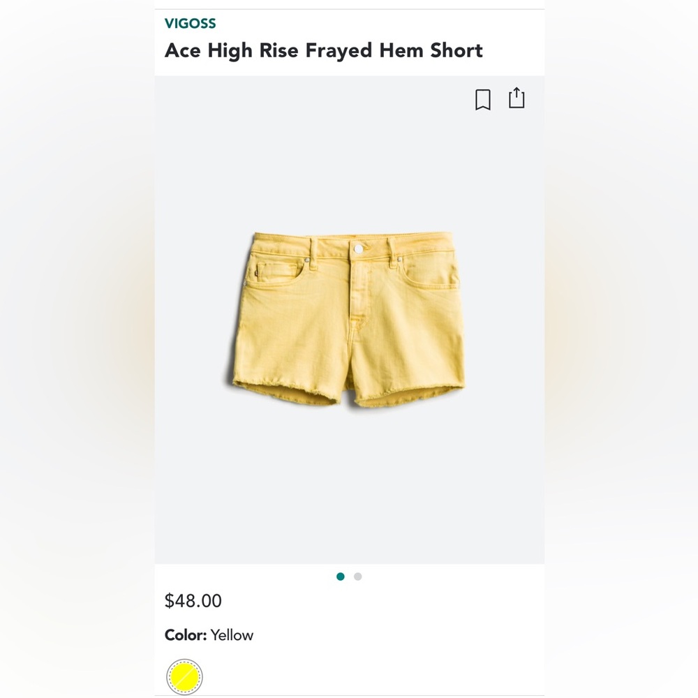 Vigoss shorts yellow Ace high rise size 28 waist from FabFitFun
